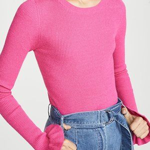 ENDLESS ROSE FLARE CUFF KNIT TOP IN PINK SIZE XS